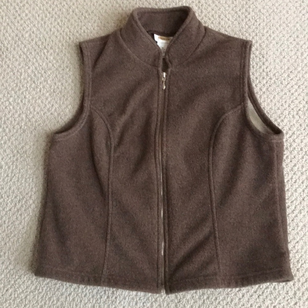 Talbots Fleece Taupe Vest Medium